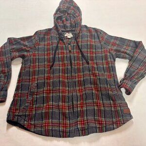 L.L. Bean Scotch Plaid Flannel Hoodie Womens Medium Multicolor Full Zip Outdoors